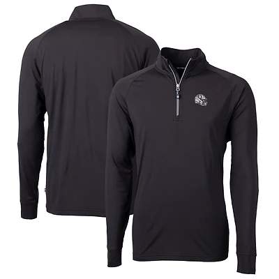 Men's Cutter & Buck Black Indianapolis Colts Helmet Adapt Eco Knit Stretch Recycled Quarter-Zip Pullover Top