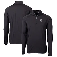 Men's Cutter & Buck  Black Indianapolis Colts Helmet Adapt Eco Knit Stretch Recycled Quarter-Zip Pullover Top