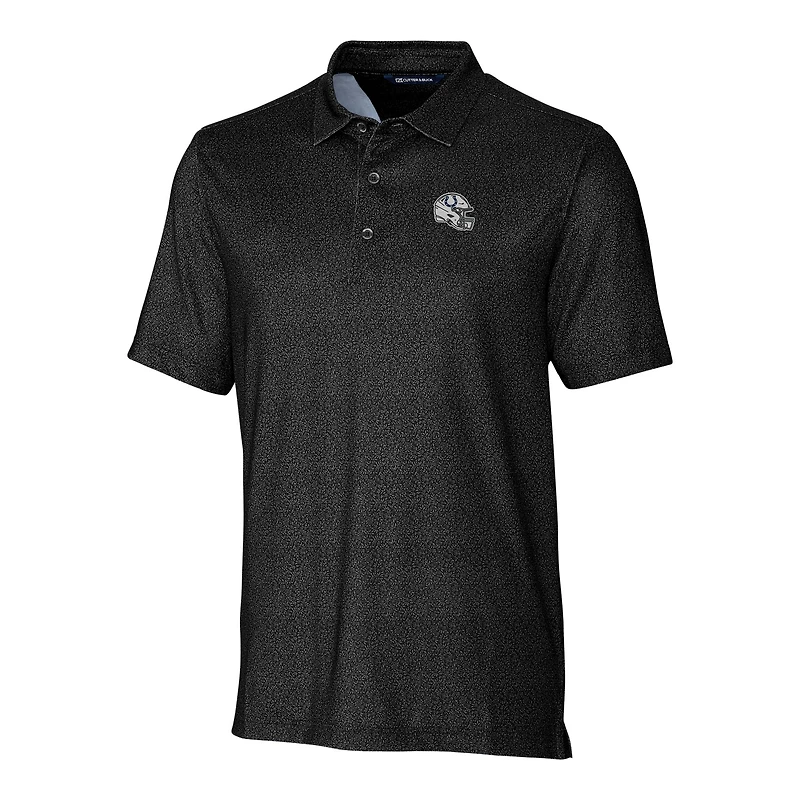 Men's Cutter & Buck  Black Indianapolis Colts Helmet Micro Floral Print Stretch Polo