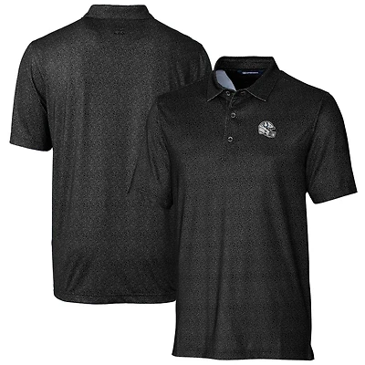 Men's Cutter & Buck Black Indianapolis Colts Helmet Micro Floral Print Stretch Polo