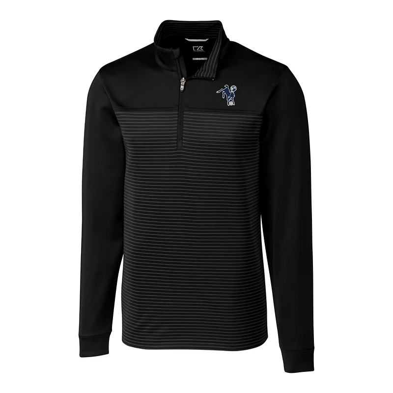 Pull-over extensible à col zippé et manches longues pour homme, coupeur buck, noir, avec logo rétro des Indianapolis Colts rayures Traverse.