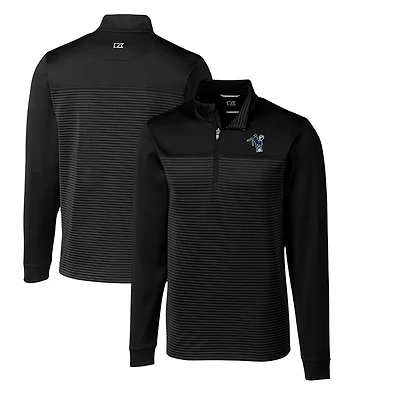 Pull-over extensible à col zippé et manches longues pour homme, coupeur buck, noir, avec logo rétro des Indianapolis Colts rayures Traverse.