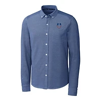 Men's Cutter & Buck Blue Indianapolis Colts Advantage Tri-Blend Pique Long Sleeve Button-Down Shirt