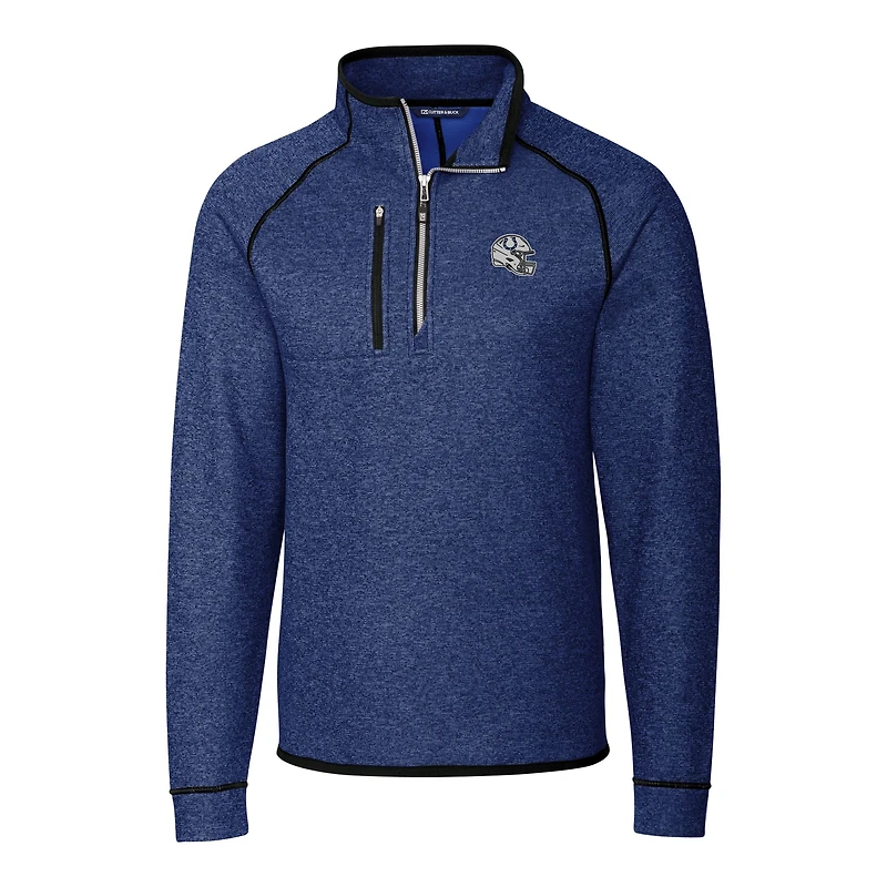 Men's Cutter & Buck Blue Indianapolis Colts Helmet Mainsail Sweater-Knit Half-Zip Pullover Jacket