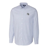 Men's Cutter & Buck  Blue Indianapolis Colts Helmet Stretch Oxford Stripe Long Sleeve Button-Down Shirt