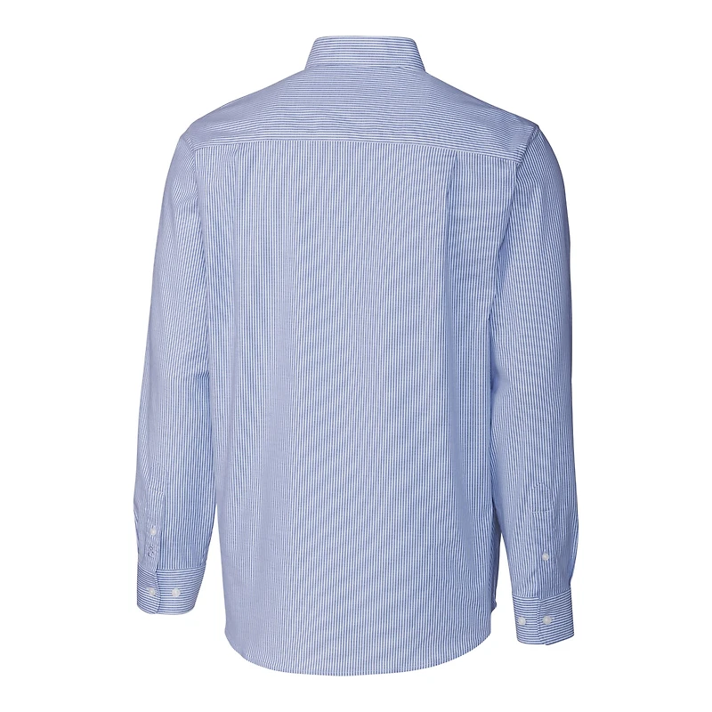 Men's Cutter & Buck  Blue Indianapolis Colts Helmet Stretch Oxford Stripe Long Sleeve Button-Down Shirt