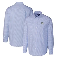 Men's Cutter & Buck  Blue Indianapolis Colts Helmet Stretch Oxford Stripe Long Sleeve Button-Down Shirt