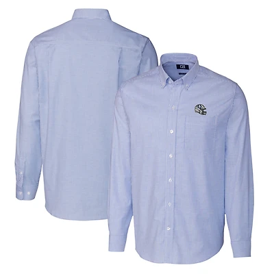 Chemise boutonnée à manches longues et rayures Oxford extensibles pour homme, bleu, avec casque des Indianapolis Colts, Cutter & Buck