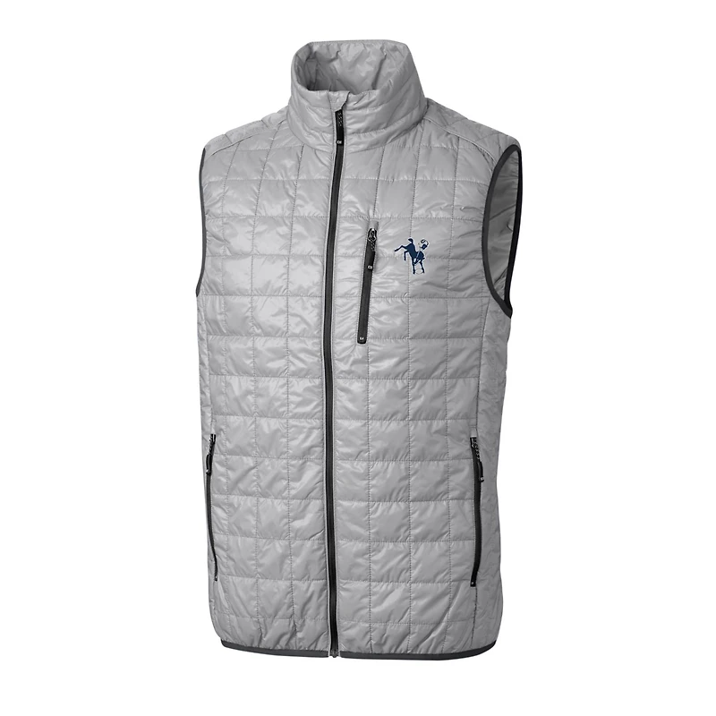 Gilet matelassé isolant entièrement zippé Rainier PrimaLoft Eco pour homme, gris, avec logo rétro des Indianapolis Colts, Cutter & Buck