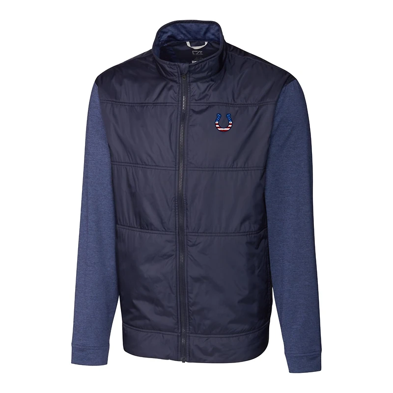 Men's Cutter & Buck Navy Indianapolis Colts Big Tall Stealth Hybrid Quilted Full-Zip Windbreaker Jacket