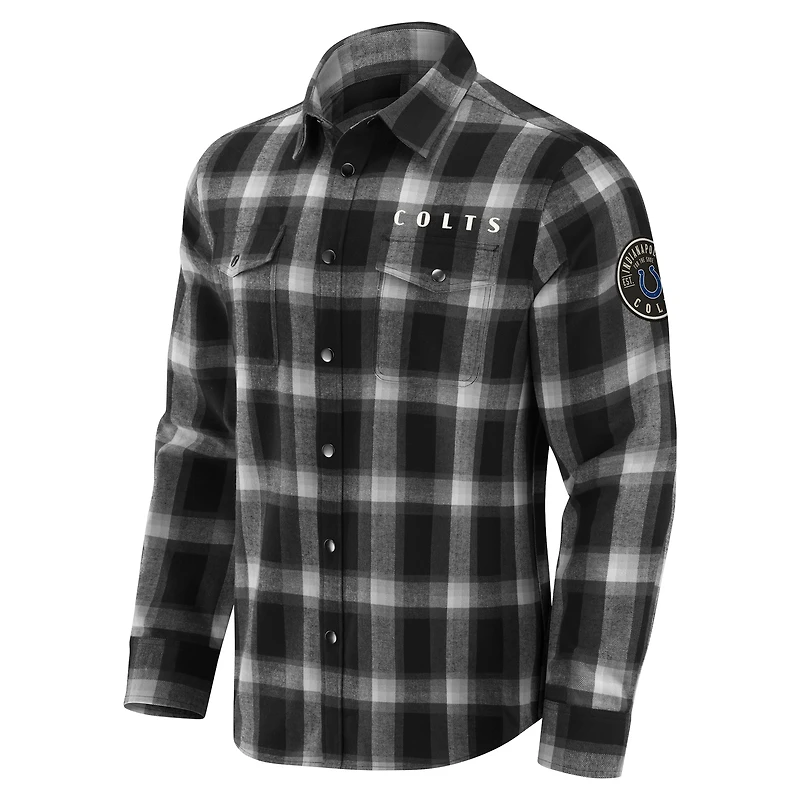 Chemise à carreaux en flanelle noire boutons-pression pour homme de la collection Darius Rucker par Fanatics, motif Indianapolis Colts