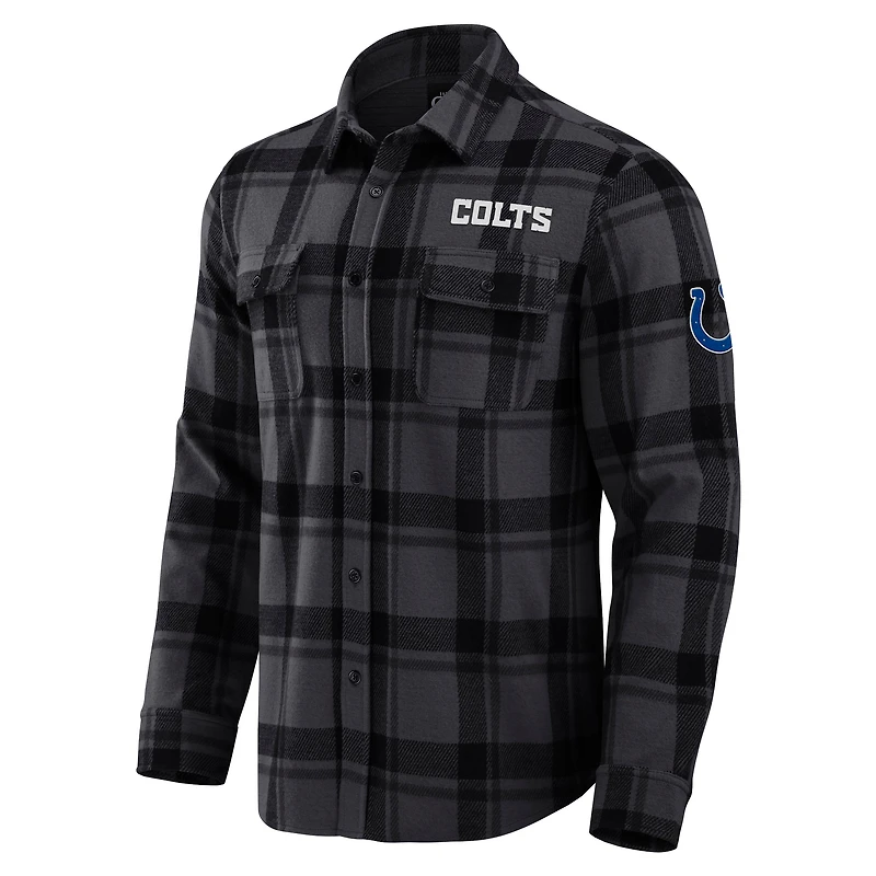 Chemise boutonnée décontractée à carreaux tri-blend pour homme, collection Darius Rucker par Fanatics, noire