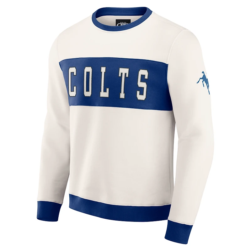 Men's Darius Rucker Collection by Fanatics  Cream Indianapolis Colts Colorblock Crewneck Sweatshirt