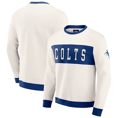 Men's Darius Rucker Collection by Fanatics  Cream Indianapolis Colts Colorblock Crewneck Sweatshirt