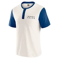 T-shirt Henley à manches longues et col flammé pour homme, collection Darius Rucker par Fanatics, crème, Indianapolis Colts