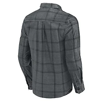 Chemise boutonnée en velours côtelé micro-élastique gris pour homme, collection Darius Rucker par Fanatics