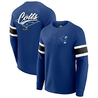 T-shirt Henley à manches longues et col raglan gaufré pour homme, collection Darius Rucker par Fanatics Royal Indianapolis Colts