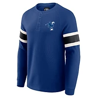 T-shirt Henley à manches longues et col raglan gaufré pour homme, collection Darius Rucker par Fanatics Royal Indianapolis Colts