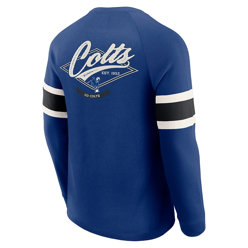 T-shirt Henley à manches longues et col raglan gaufré pour homme, collection Darius Rucker par Fanatics Royal Indianapolis Colts