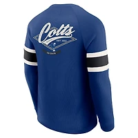 Men's Darius Rucker Collection by Fanatics Royal Indianapolis Colts Waffle-Knit Raglan Long Sleeve Henley T-Shirt