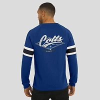 T-shirt Henley à manches longues et col raglan gaufré pour homme, collection Darius Rucker par Fanatics Royal Indianapolis Colts