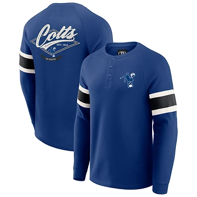 T-shirt Henley à manches longues et col raglan gaufré pour homme, collection Darius Rucker par Fanatics Royal Indianapolis Colts