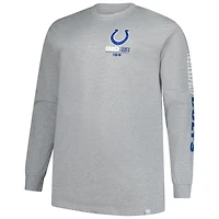Men's Fanatics Heather Gray Indianapolis Colts Big & Tall Clock Management Legacy Long Sleeve T-Shirt