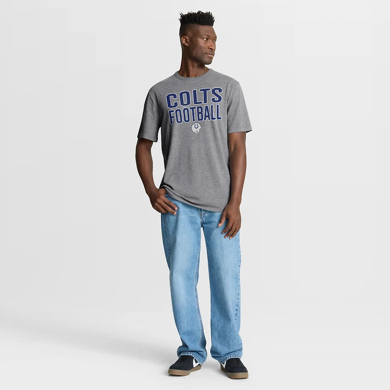 Men's Fanatics Heather Gray Indianapolis Colts First Down Tribute Tri-Blend T-Shirt