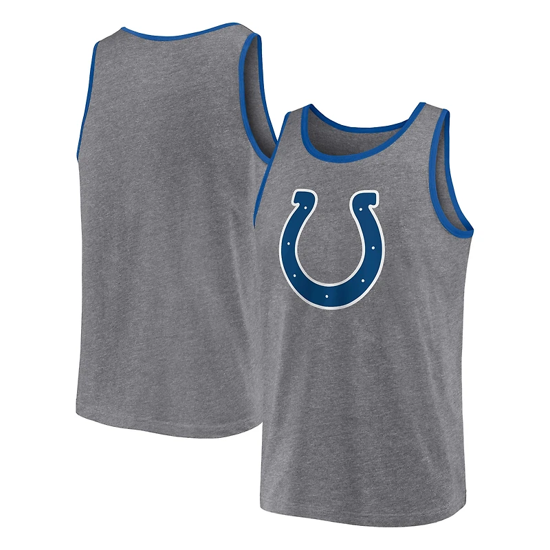 Débardeur primaire Fanatics Heather Grey Indianapolis Colts pour hommes