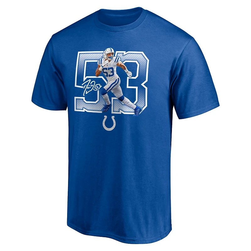 T-shirt graphique pour hommes Fanatics Shaquille Leonard Royal Indianapolis Colts Powerhouse Player