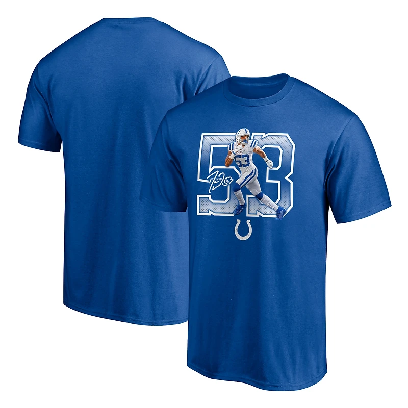 T-shirt graphique pour hommes Fanatics Shaquille Leonard Royal Indianapolis Colts Powerhouse Player