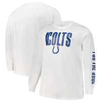 T-shirt à manches longues Fanatics pour hommes, blanc, Indianapolis Colts, Big & Tall Vision