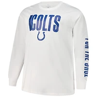 T-shirt à manches longues Fanatics pour hommes, blanc, Indianapolis Colts, Big & Tall Vision