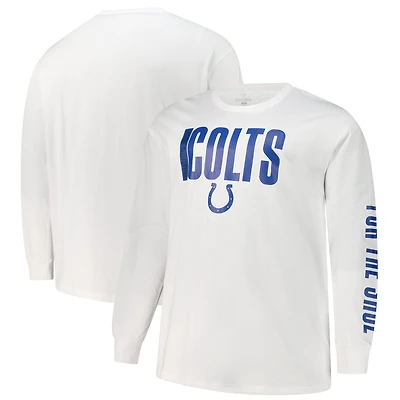 T-shirt à manches longues Fanatics pour hommes, blanc, Indianapolis Colts, Big & Tall Vision
