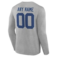 Men's Gray Indianapolis Colts Team Authentic Personalized Name & Number Long Sleeve T-Shirt