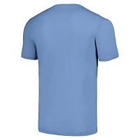 T-shirt triple mélange hommage à Dwight Freeney pour hommes, bleu clair, caricature des Colts d'Indianapolis, joueur retraité