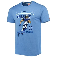 T-shirt à trois mélanges hommage Jonathan Taylor Heathered Heather Royal Indianapolis Colts NFL Blitz Player pour hommes