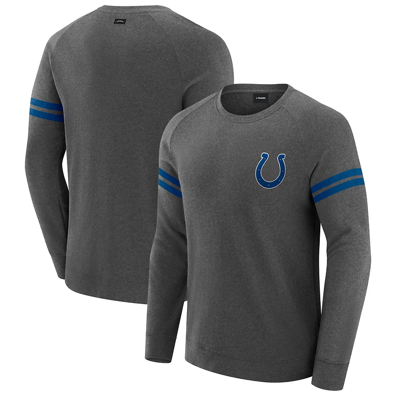 Sweat-shirt à manches longues raglan tri-blend gris chiné foncé J. Palmer pour homme des Indianapolis Colts