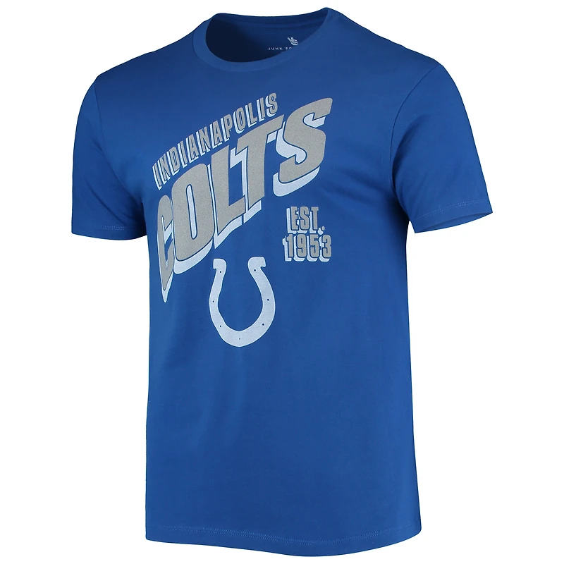 Men's Junk Food Royal Indianapolis Colts Slant T-Shirt