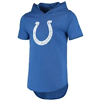 Majestic Threads T-shirt à capuche en trois mélanges avec logo principal Royal Indianapolis Colts pour homme