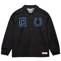 Veste Mitchell & Ness noire pour homme, modèle Indianapolis Colts Indiana Nights Coaches, fermeture à boutons-pression.