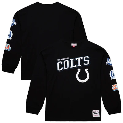 Men's Mitchell & Ness  Black Indianapolis Colts Training Camp Vintage Logos Long Sleeve T-Shirt