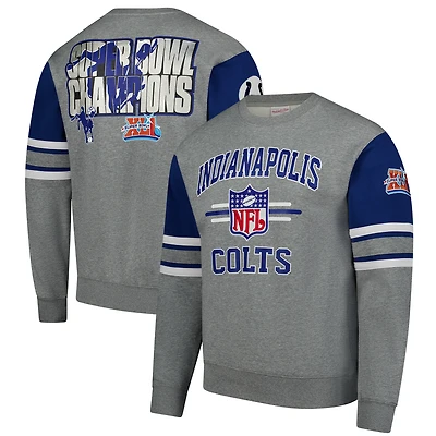 Sweat-shirt à enfiler avec logo vintage Mitchell & Ness pour hommes, gris chiné, Indianapolis Colts All Over 4.0