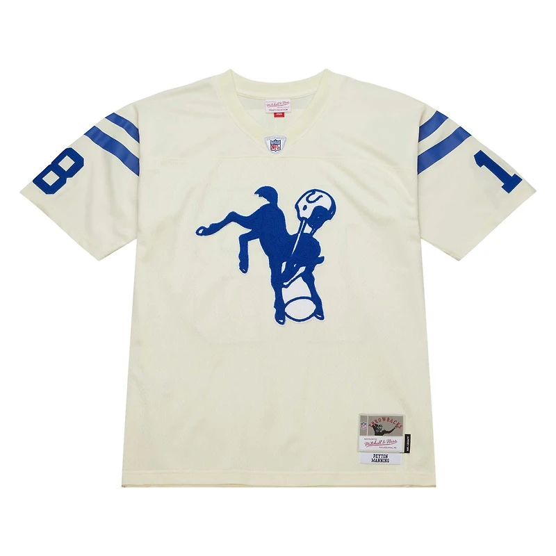 Maillot Mitchell & Ness Peyton Manning crème Indianapolis Colts Chainstitch Legacy pour hommes