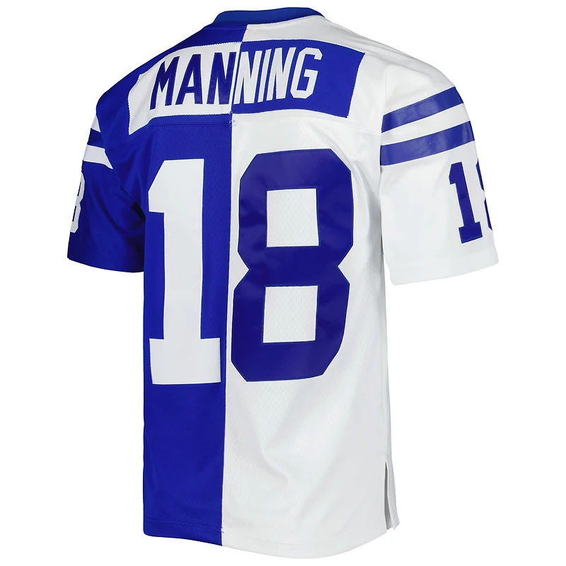 Men's Mitchell & Ness Peyton Manning Royal/White Indianapolis Colts 1998 Split Legacy Replica Jersey