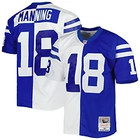 Maillot réplique Mitchell & Ness Peyton Manning Royal/Blanc Indianapolis Colts 1998 Split Legacy pour hommes