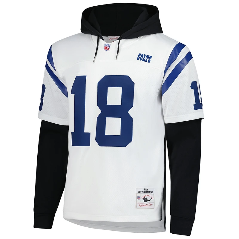 Men's Mitchell & Ness Peyton Manning White Indianapolis Colts Player Name Number Hoodie Legacy Jersey