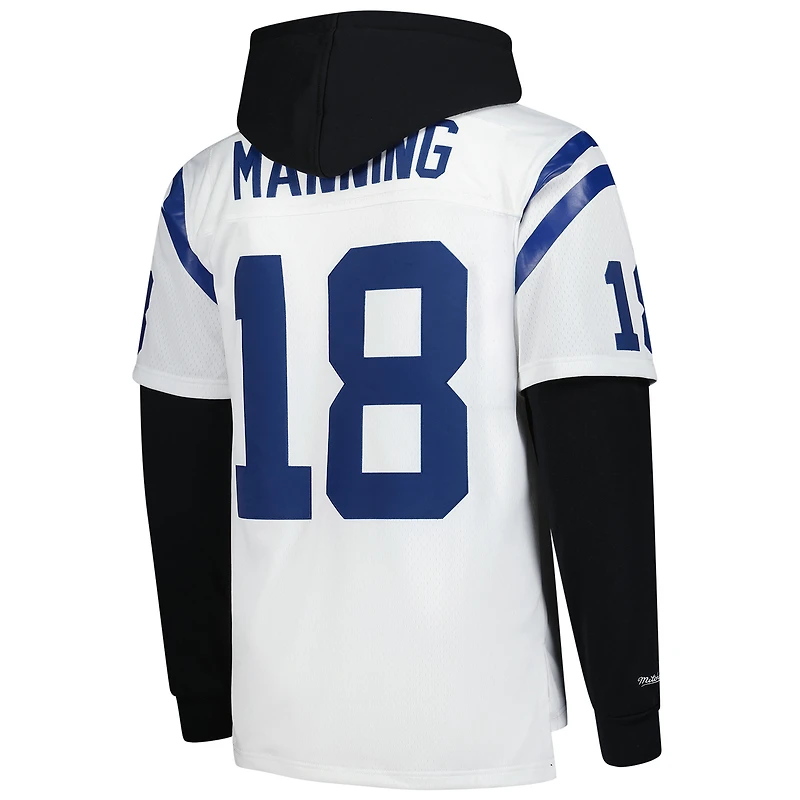Men's Mitchell & Ness Peyton Manning White Indianapolis Colts Player Name Number Hoodie Legacy Jersey