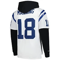 Men's Mitchell & Ness Peyton Manning White Indianapolis Colts Player Name Number Hoodie Legacy Jersey