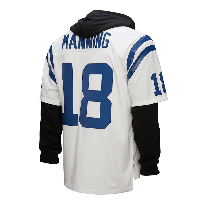Men's Mitchell & Ness Peyton Manning White Indianapolis Colts Player Name Number Hoodie Legacy Jersey